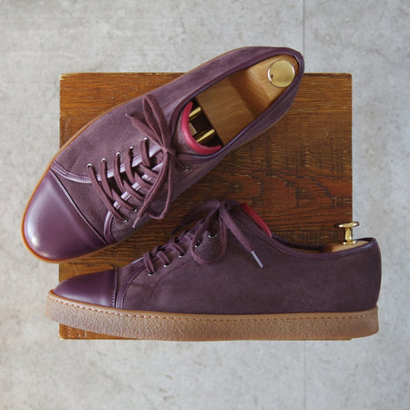 極美品★ジョンロブ 7.5E【注文価格￥194,040-★バイリクエスト品/LEVAH】0315ラスト/レザースニーカー/PLUM/赤茶/JOHN LOBB★o148