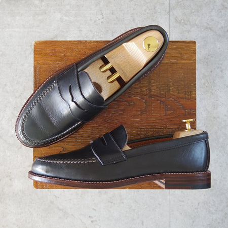 ほぼ試着程度★オールデン 7.5D【現行定価17万円以上★クロムエクセルレザー仕様/N5203F】コインローファー/ヴァンラスト/紺/ALDEN★o152