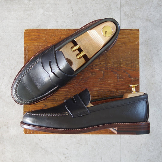 ほぼ試着程度★オールデン 7.5D【現行定価17万円以上★クロムエクセルレザー仕様/N5203F】コインローファー/ヴァンラスト/紺/ALDEN★o152