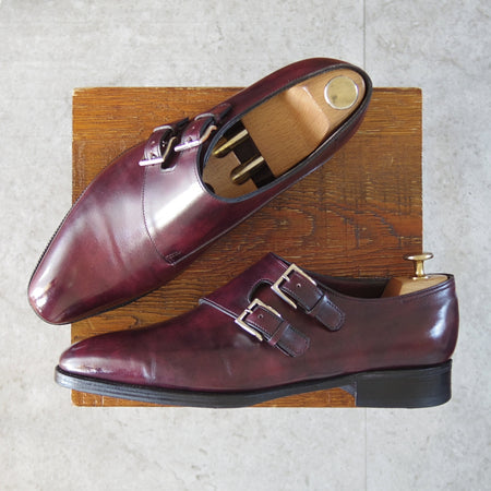 美品★ジョンロブ 7E【注文価格￥413,160-★バイリクエスト品/プレステージライン/CHAPEL】8000ラスト/ミュージアムカーフ/PLUM/赤茶★o154