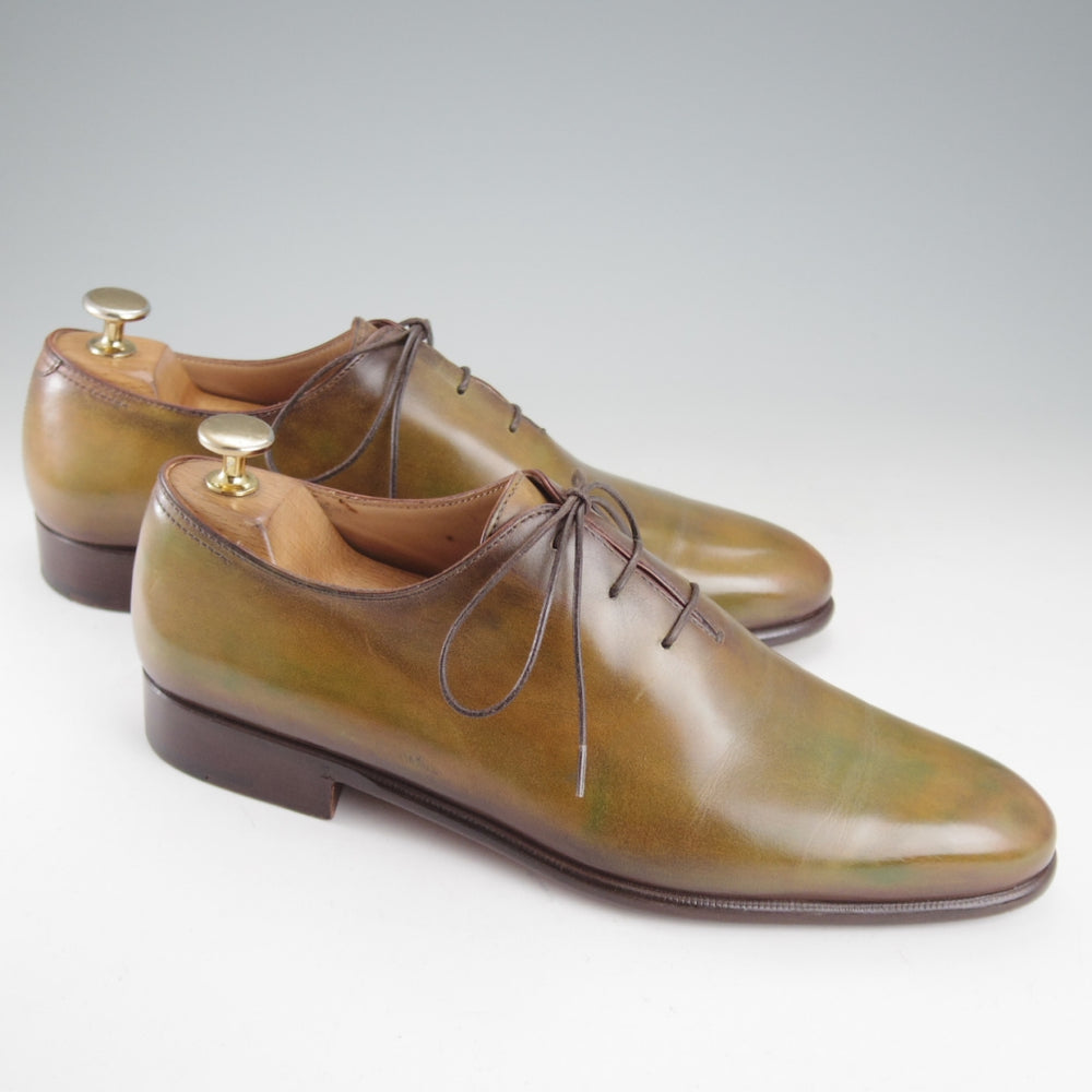 極美品★(仏)ベルルッティ SIZE 6.5【現行定価￥361,900-★アレッサンドロ/ALESSANDRO】ホールカット/薄緑～茶系パティーヌ/Berluti★p257