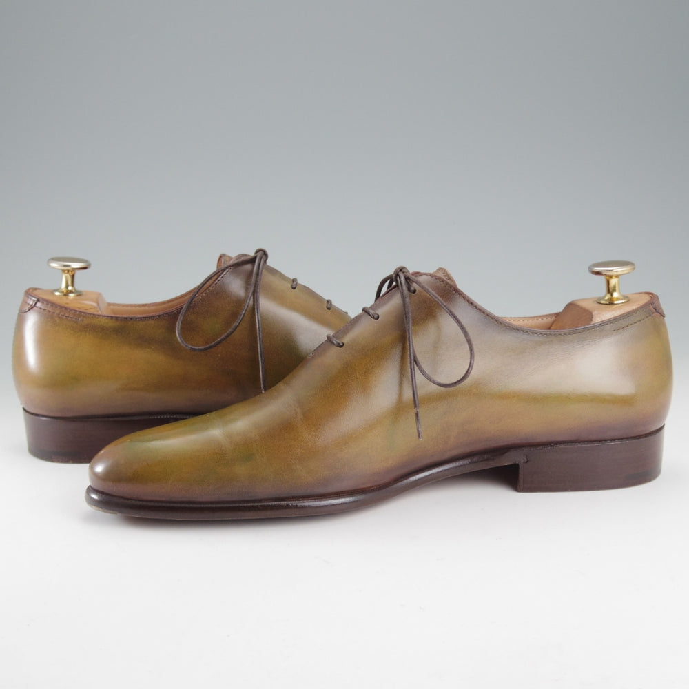 極美品★(仏)ベルルッティ SIZE 6.5【現行定価￥361,900-★アレッサンドロ/ALESSANDRO】ホールカット/薄緑～茶系パティーヌ/Berluti★p257