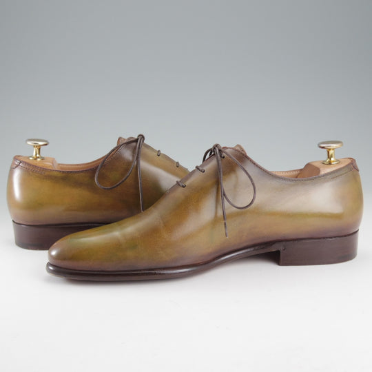 極美品★(仏)ベルルッティ SIZE 6.5【現行定価￥361,900-★アレッサンドロ/ALESSANDRO】ホールカット/薄緑～茶系パティーヌ/Berluti★p257