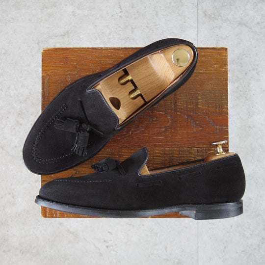 極上★クロケット&ジョーンズ 6.5E【定価￥121,000-★CAVENDISH 3/キャベンディッシュ3】タッセルローファー/375ラスト/スエード/黒★n652