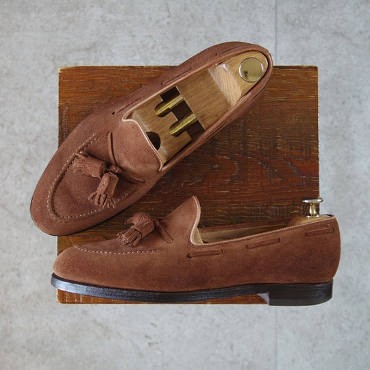 極上★クロケット&ジョーンズ 6E【定価￥121,000-★CAVENDISH 2/キャベンディッシュ】325ラスト/タッセルローファー/スエード/茶★n659