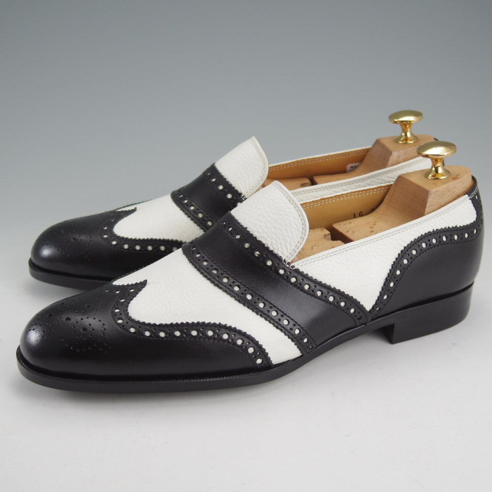 未使用★Iugen/イウゲン SIZE 6.5【定価￥44,000-★ローファー/IG202】スリッポン/カーフ×グレインレザー/黒×白/メンズ★o147