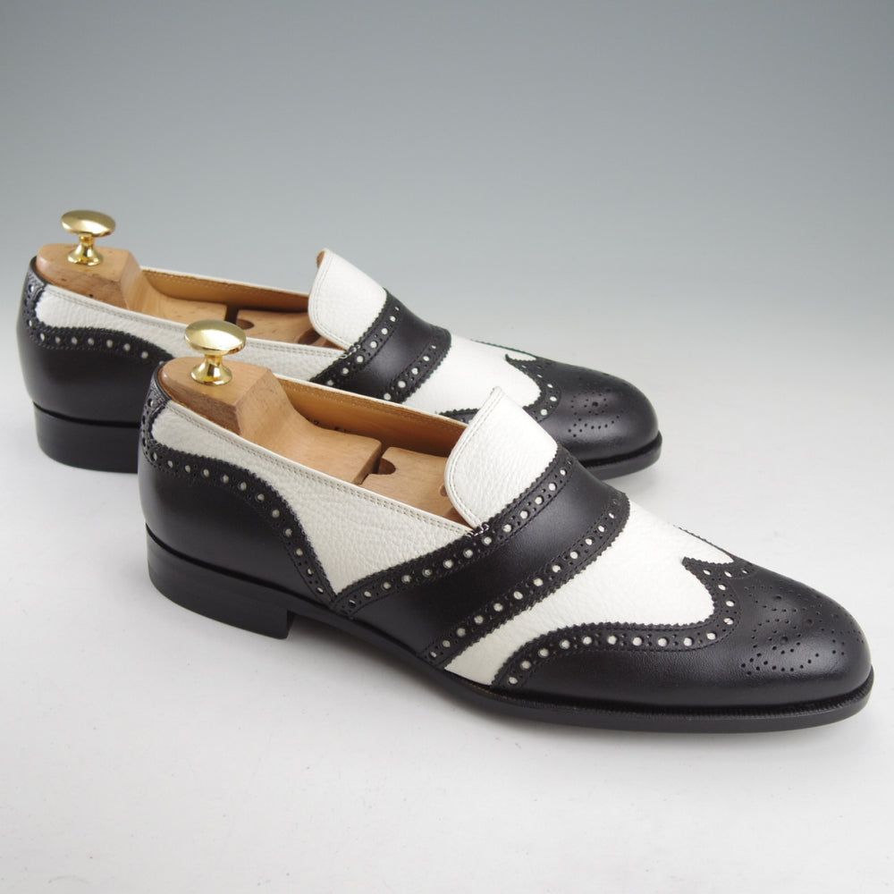 未使用★Iugen/イウゲン SIZE 6.5【定価￥44,000-★ローファー/IG202】スリッポン/カーフ×グレインレザー/黒×白/メンズ★o147