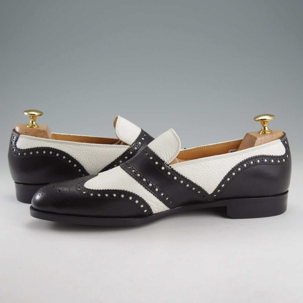 未使用★Iugen/イウゲン SIZE 6.5【定価￥44,000-★ローファー/IG202】スリッポン/カーフ×グレインレザー/黒×白/メンズ★o147