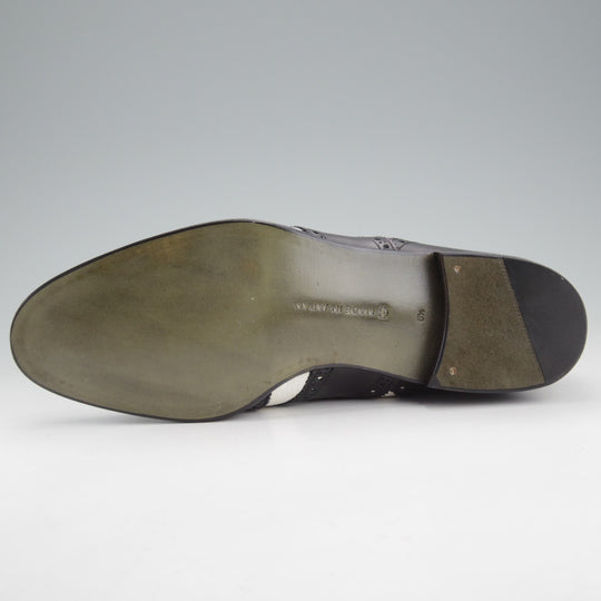 未使用★Iugen/イウゲン SIZE 6.5【定価￥44,000-★ローファー/IG202】スリッポン/カーフ×グレインレザー/黒×白/メンズ★o147