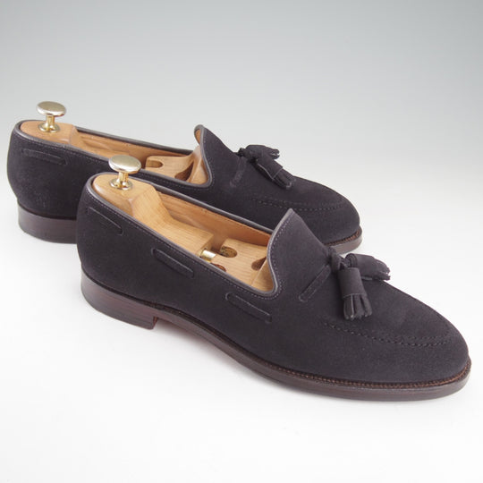 美品★クロケット&ジョーンズ 6.5E【定価￥137,500-★CAVENDISH 3/キャベンディッシュ】タッセルローファー/375ラスト/スエード/紺★p260