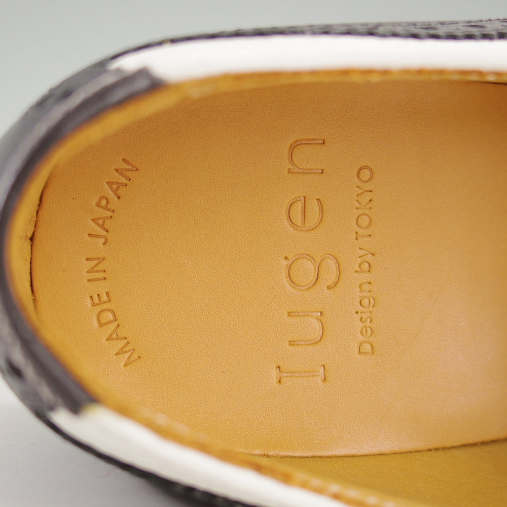 未使用★Iugen/イウゲン SIZE 6.5【定価￥44,000-★ローファー/IG202】スリッポン/カーフ×グレインレザー/黒×白/メンズ★o147
