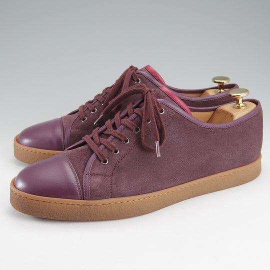 極美品★ジョンロブ 7.5E【注文価格￥194,040-★バイリクエスト品/LEVAH】0315ラスト/レザースニーカー/PLUM/赤茶/JOHN LOBB★o148