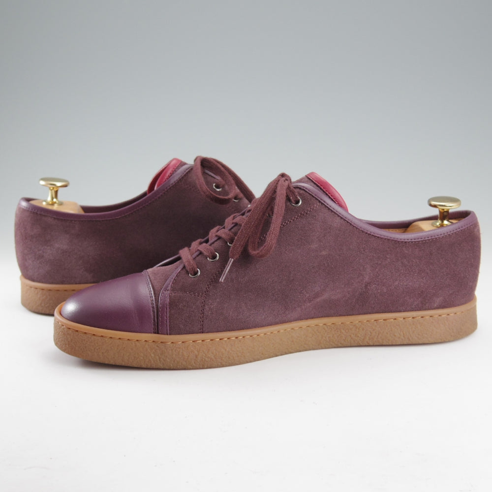 極美品★ジョンロブ 7.5E【注文価格￥194,040-★バイリクエスト品/LEVAH】0315ラスト/レザースニーカー/PLUM/赤茶/JOHN LOBB★o148