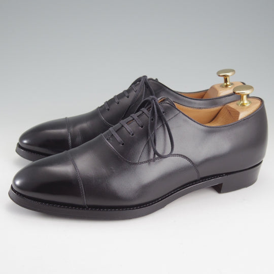 極上★RENDO/レンド US7C程度【足の細い方用モデル(8451)★仏デュプイ社カーフのオーダー品/シューツリー付】ストレートチップ/黒★o149