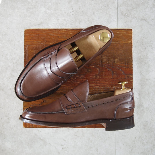 極美品★トリッカーズ SIZE 5.5【現行定価10万円以上★コインローファー/M7825】カーフ/COFFEE BURNISHED/濃茶/メンズ/Tricker's★o694