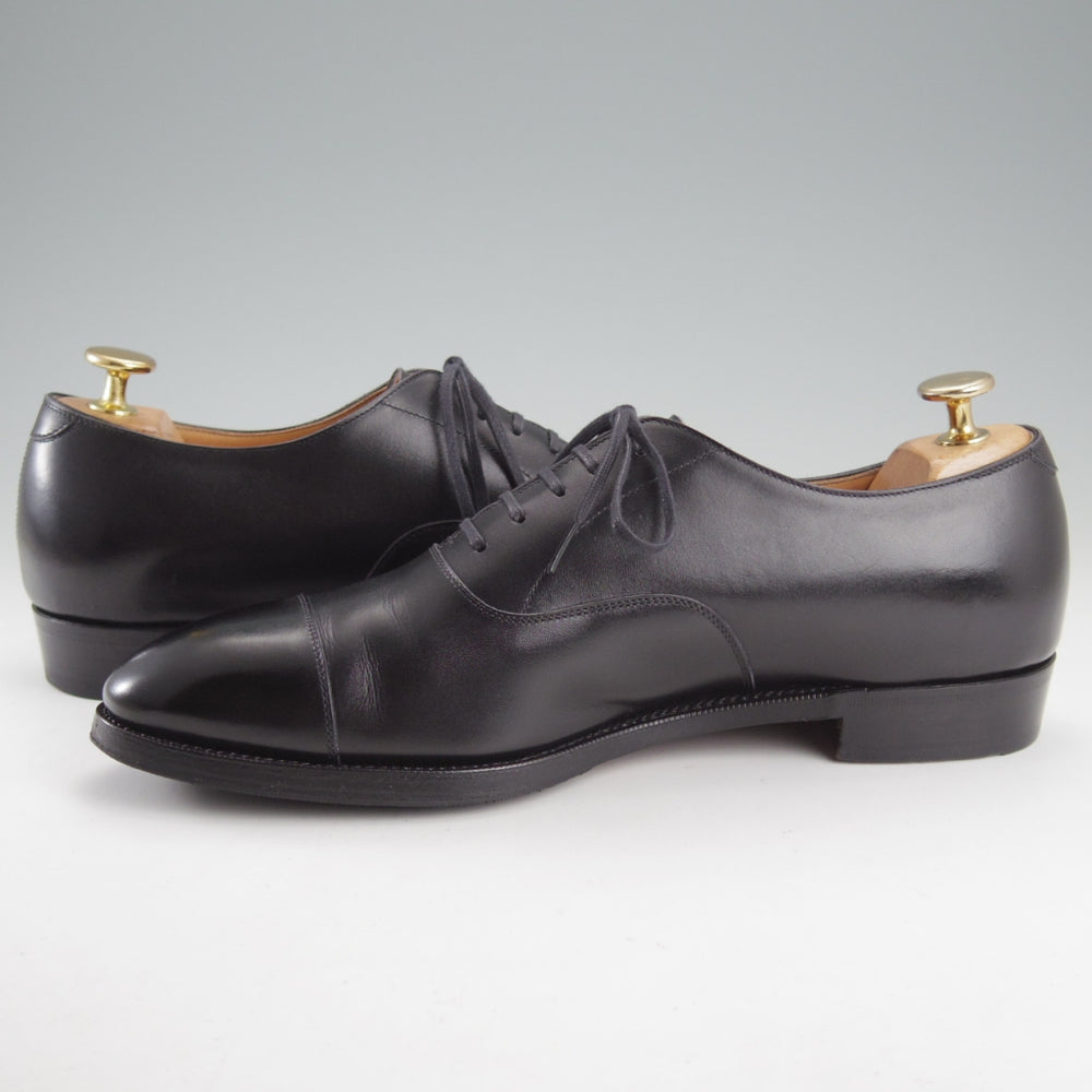 極上★RENDO/レンド US7C程度【足の細い方用モデル(8451)★仏デュプイ社カーフのオーダー品/シューツリー付】ストレートチップ/黒★o149