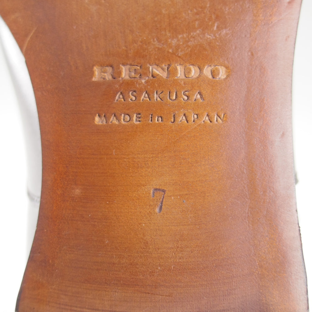 極上★RENDO/レンド US7C程度【足の細い方用モデル(8451)★仏デュプイ社カーフのオーダー品/シューツリー付】ストレートチップ/黒★o149