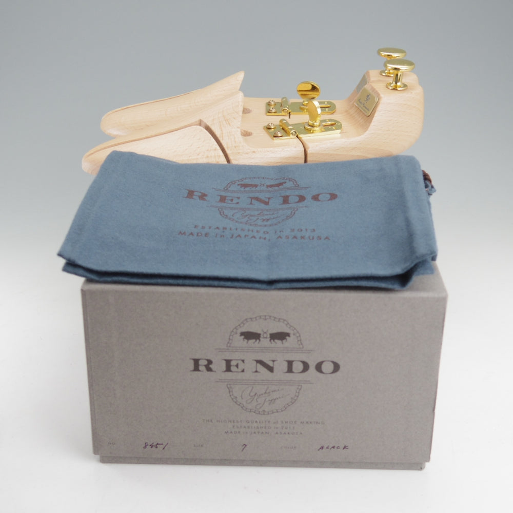 極上★RENDO/レンド US7C程度【足の細い方用モデル(8451)★仏デュプイ社カーフのオーダー品/シューツリー付】ストレートチップ/黒★o149