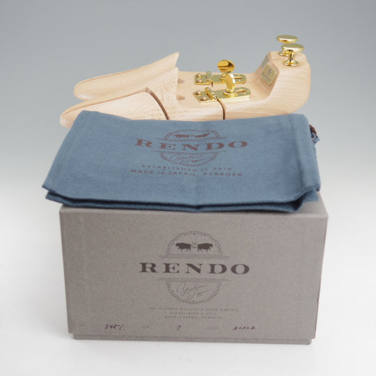 極上★RENDO/レンド US7C程度【足の細い方用モデル(8451)★仏デュプイ社カーフのオーダー品/シューツリー付】ストレートチップ/黒★o149