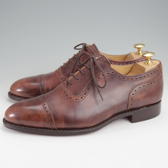 ほぼ試着程度★トリッカーズ SIZE 7【現行定価10万円以上★ミュージアムカーフ/TRENTON】クォーターブローグ/8038/濃茶/Tricker's★n141