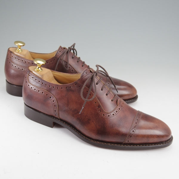 ほぼ試着程度★トリッカーズ SIZE 7【現行定価10万円以上★ミュージアムカーフ/TRENTON】クォーターブローグ/8038/濃茶/Tricker's★n141