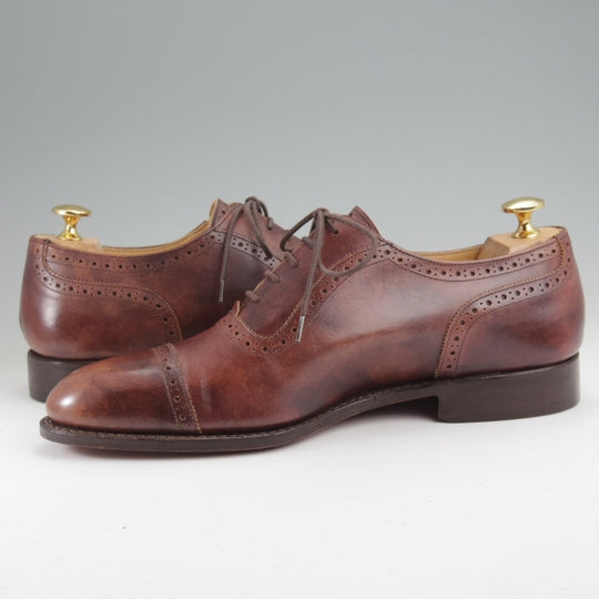 ほぼ試着程度★トリッカーズ SIZE 7【現行定価10万円以上★ミュージアムカーフ/TRENTON】クォーターブローグ/8038/濃茶/Tricker's★n141