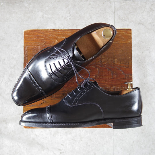 極美品★(英)グレンソン 6.5E【定価￥169,400-★MACCLESFIELD/パンチドキャップトゥ】カーフ/黒/メンズ/GRENSON★p274