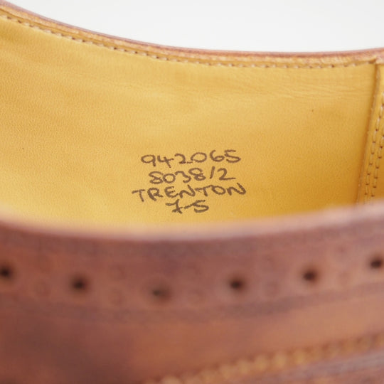ほぼ試着程度★トリッカーズ SIZE 7【現行定価10万円以上★ミュージアムカーフ/TRENTON】クォーターブローグ/8038/濃茶/Tricker's★n141
