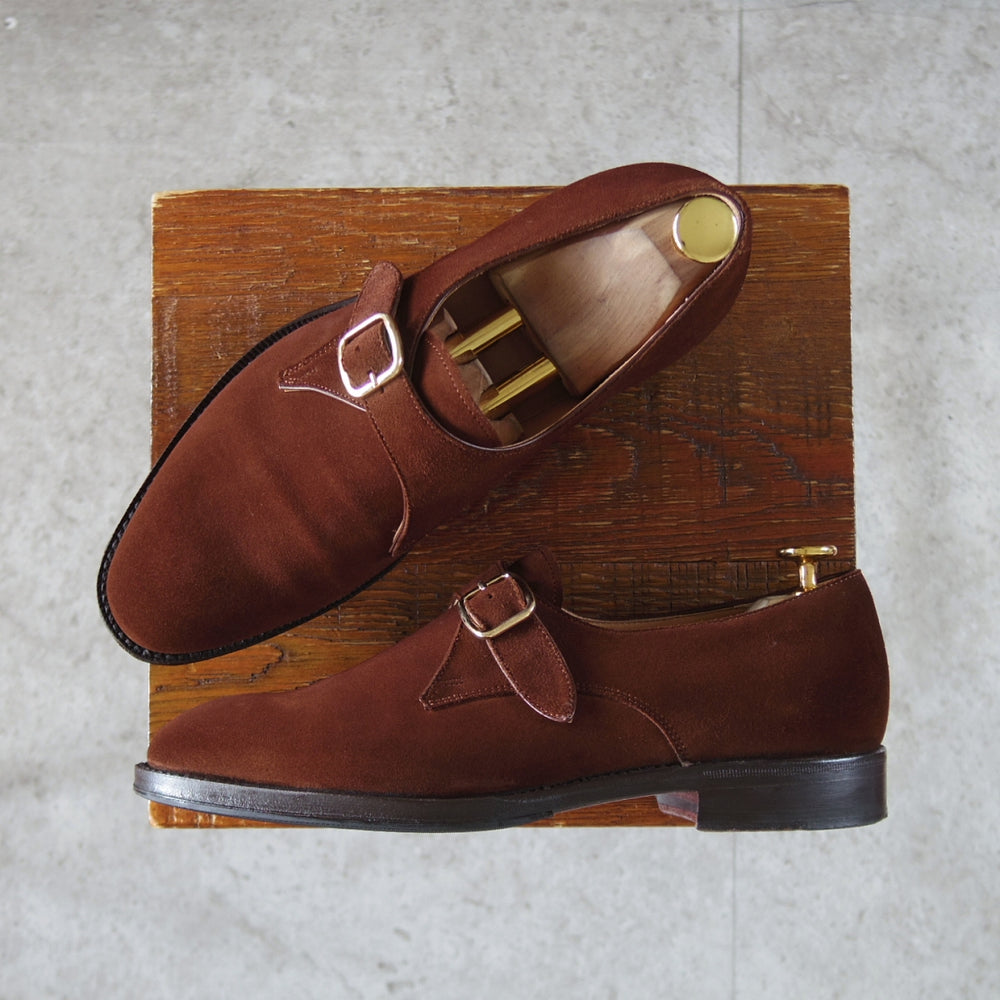 極美品★(伊)F.LLIジャコメッティ SIZE 38【定価￥133,100-★(英)C.F.ステッド社のスーパーバック/FG498】モンクストラップ/茶★p283