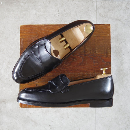 極美品★クロケット&ジョーンズ 5E【定価￥154,000-★BEAMS F別注/バタフライローファー/BRIMSTONE】302ラスト/カーフ/黒/メンズ★p284