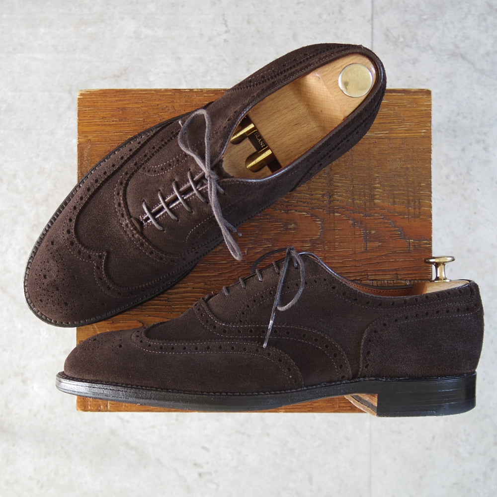 極美品★オールデン 9D【現行定価17万円以上★N9302/グラントラスト】フルブローグ/スエード/濃茶/メンズ/ALDEN★o157