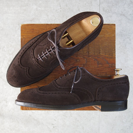 極美品★オールデン 9D【現行定価17万円以上★N9302/グラントラスト】フルブローグ/スエード/濃茶/メンズ/ALDEN★o157