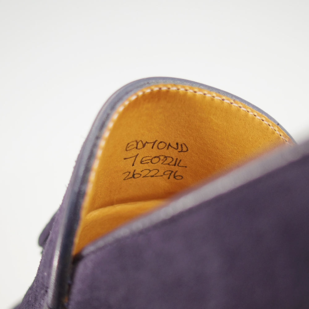 極美品★ジョンロブ 7E【定価￥242,000-★EDMOND/タッセルローファー/TENSILE】0221Lラスト/スエード/紺/メンズ/JOHN LOBB★o702