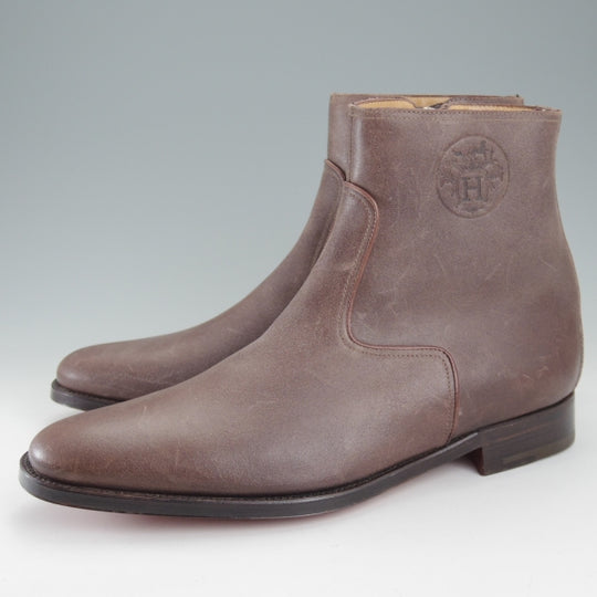 未使用★(伊製)HERMES/エルメス SIZE 40【ブラックラピド製法★サイドジップブーツ】バケッタレザー/濃茶/メンズ★n663
