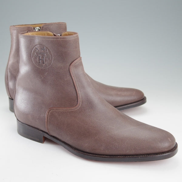 未使用★(伊製)HERMES/エルメス SIZE 40【ブラックラピド製法★サイドジップブーツ】バケッタレザー/濃茶/メンズ★n663