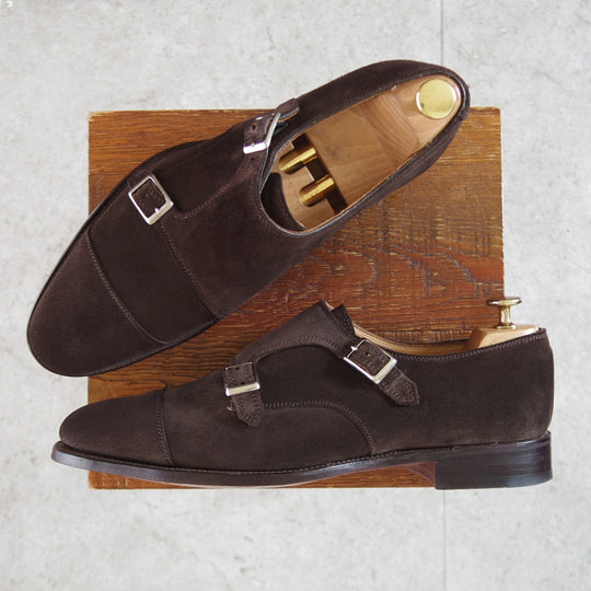 極美品★(英)アルフレッド・サージェント SIZE 8【定価￥87,480-★DARCY/ダブルモンク】スエード/濃茶/メンズ/ALFRED SARGENT★o714