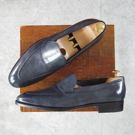 未使用★ジョンロブ 7E【定価￥453,200-★イヤーモデル(2023年)/MAYFAIR】7000Lラスト/ローファー/マーブルカーフ/紺/JOHN LOBB★o722