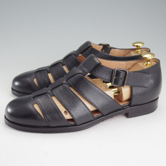 極上★(伊)F.LLIジャコメッティ SIZE 39【定価￥100,100-★グルカサンダル/FG166】FAUSTOラスト/グレインレザー/黒/Giacometti★p282