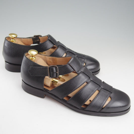 極上★(伊)F.LLIジャコメッティ SIZE 39【定価￥100,100-★グルカサンダル/FG166】FAUSTOラスト/グレインレザー/黒/Giacometti★p282