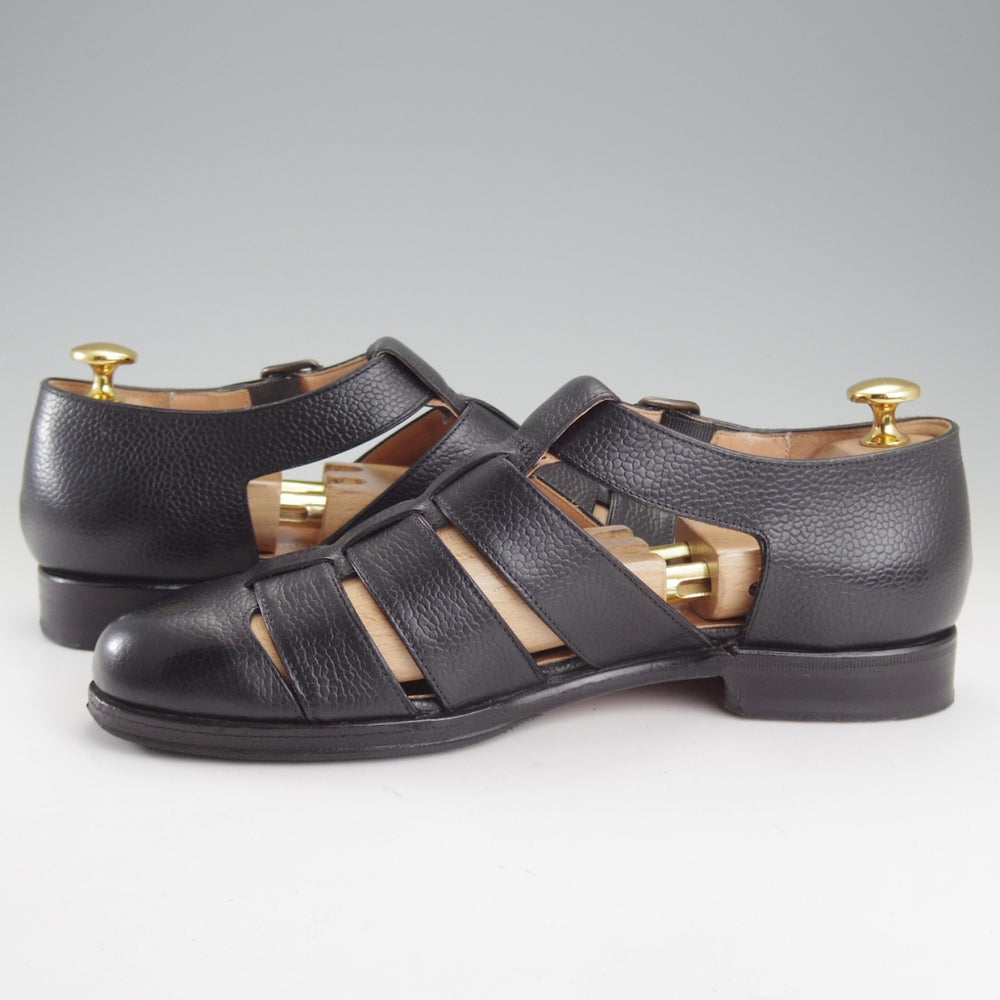 極上★(伊)F.LLIジャコメッティ SIZE 39【定価￥100,100-★グルカサンダル/FG166】FAUSTOラスト/グレインレザー/黒/Giacometti★p282