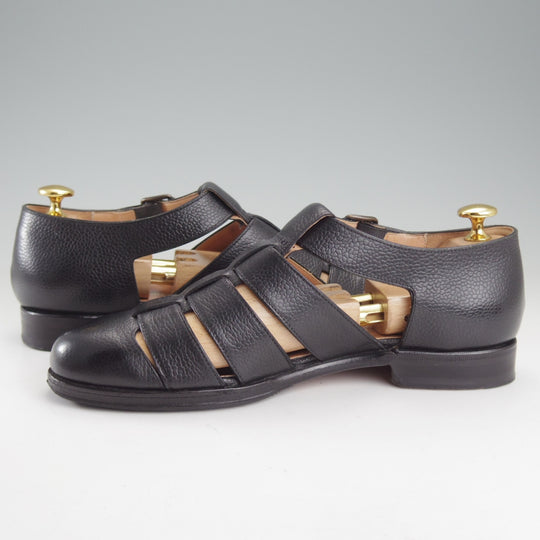 極上★(伊)F.LLIジャコメッティ SIZE 39【定価￥100,100-★グルカサンダル/FG166】FAUSTOラスト/グレインレザー/黒/Giacometti★p282