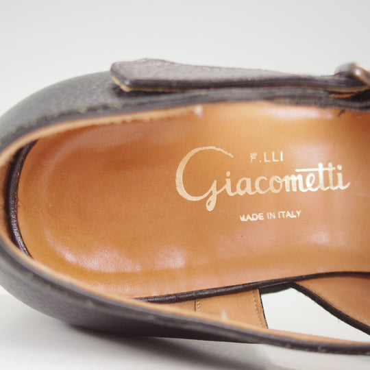 極上★(伊)F.LLIジャコメッティ SIZE 39【定価￥100,100-★グルカサンダル/FG166】FAUSTOラスト/グレインレザー/黒/Giacometti★p282