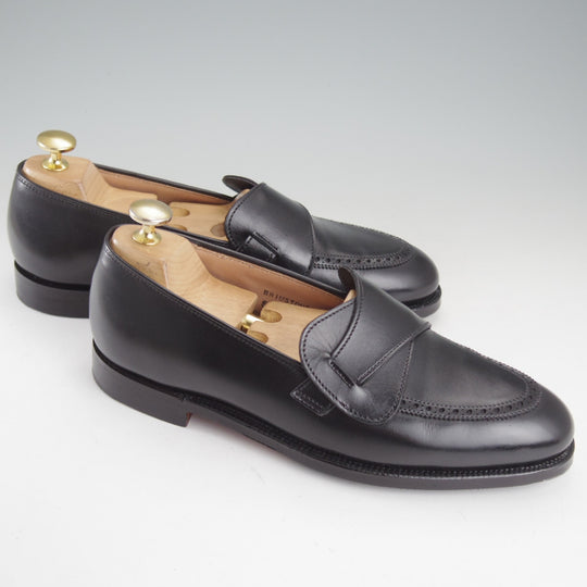 極美品★クロケット&ジョーンズ 5E【定価￥154,000-★BEAMS F別注/バタフライローファー/BRIMSTONE】302ラスト/カーフ/黒/メンズ★p284