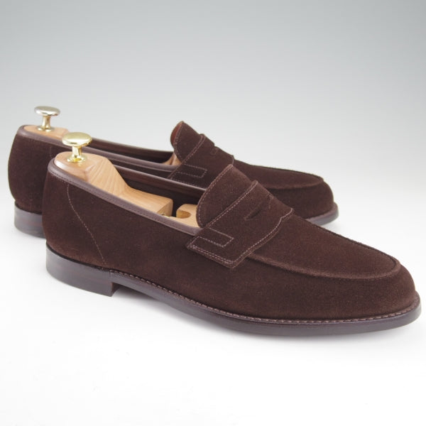 極美品★クロケット&ジョーンズ 8E【現行定価10万円以上★RICHMOND 2/376ラスト】コインローファー/スエード/濃茶/Crockett&Jones★n671