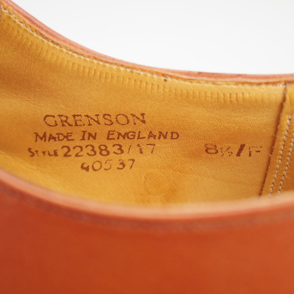 美品★(英)グレンソン 8.5F【貴重★footmaster/Uチップ】22383/77ラスト/カーフ/コニャック/茶/メンズ/GRENSON★o713