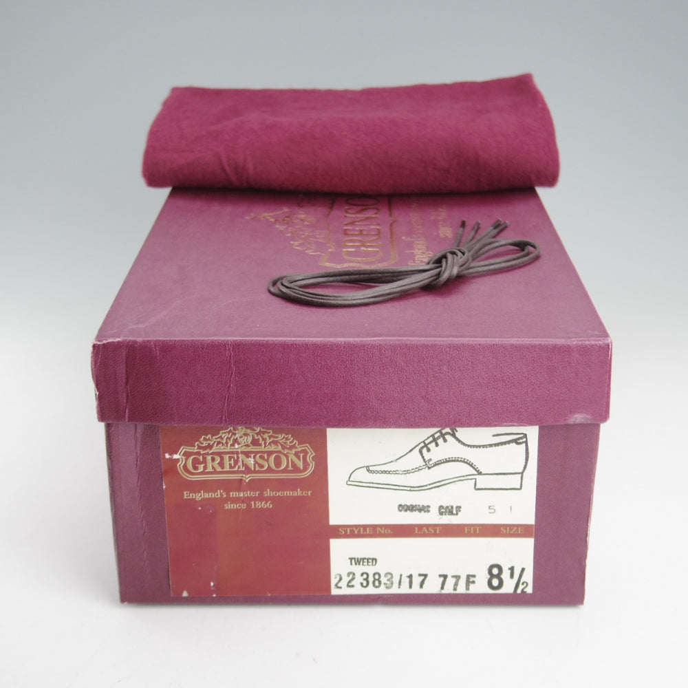 美品★(英)グレンソン 8.5F【貴重★footmaster/Uチップ】22383/77ラスト/カーフ/コニャック/茶/メンズ/GRENSON★o713
