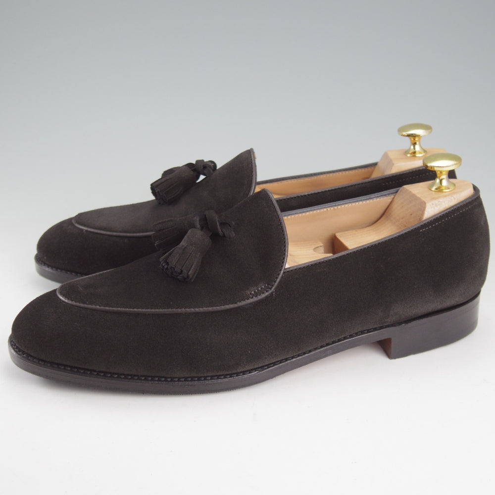 極美品★ジョンロブ 7E【定価￥242,000-★EDMOND/タッセルローファー/TENSILE】0221Lラスト/スエード/黒/メンズ/JOHN LOBB★o718