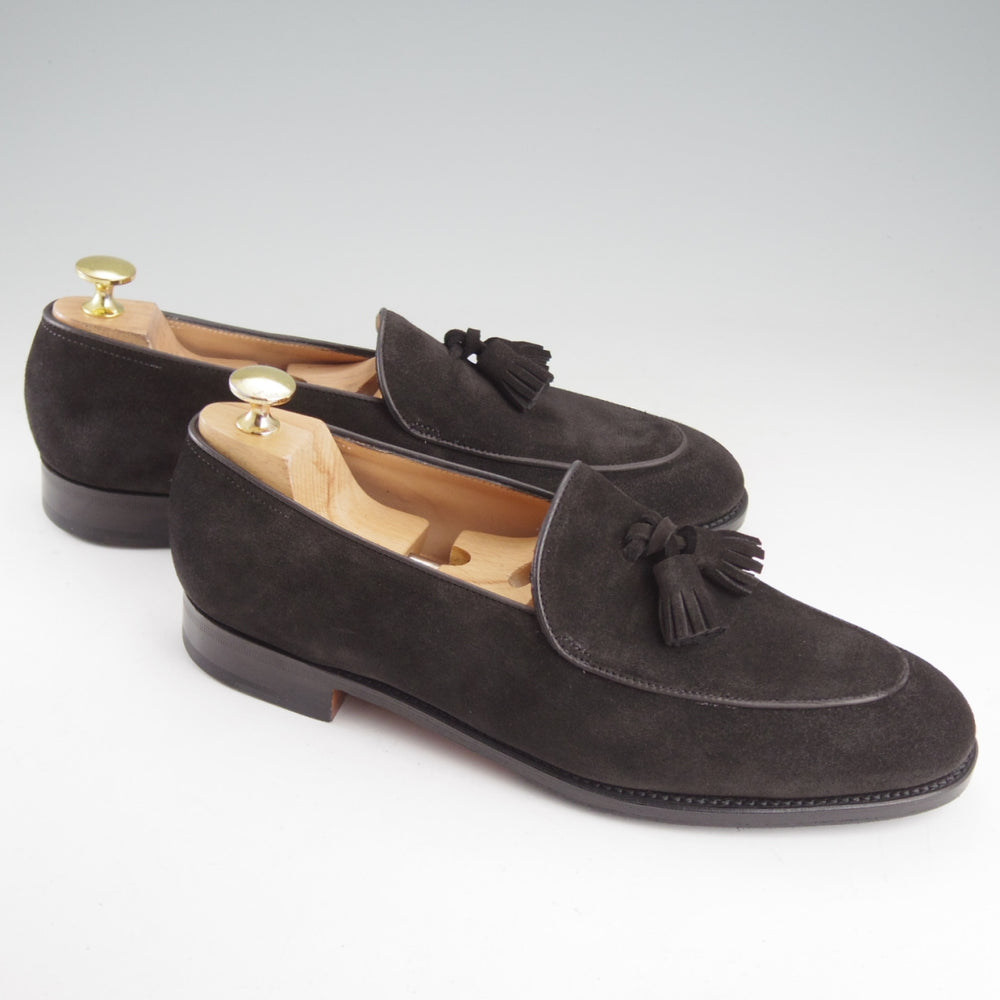 極美品★ジョンロブ 7E【定価￥242,000-★EDMOND/タッセルローファー/TENSILE】0221Lラスト/スエード/黒/メンズ/JOHN LOBB★o718