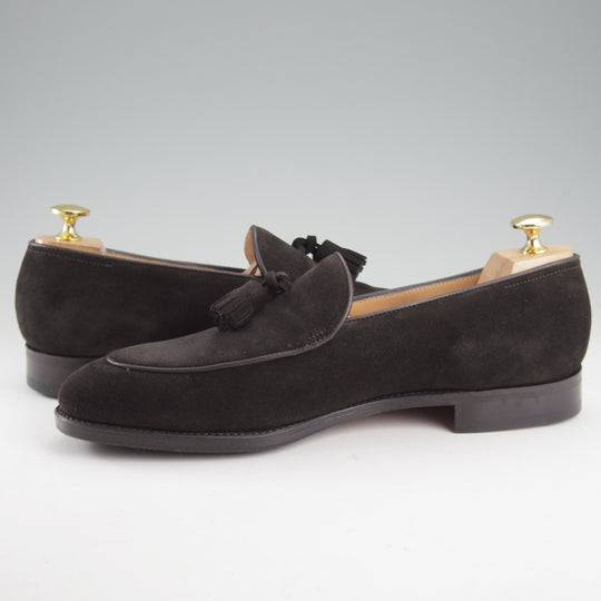 極美品★ジョンロブ 7E【定価￥242,000-★EDMOND/タッセルローファー/TENSILE】0221Lラスト/スエード/黒/メンズ/JOHN LOBB★o718