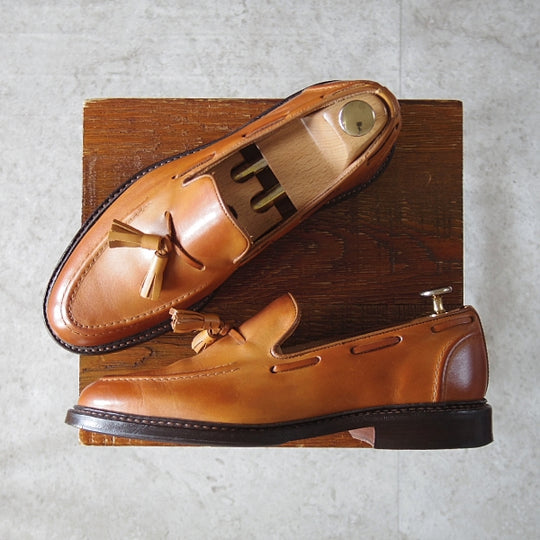 美品★トリッカーズ SIZE 6【現行定価10万円以上★タッセルローファー/ELTON】8011/カーフ/薄茶/メンズ/Tricker's★n169